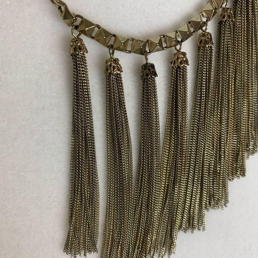 BCBGeneration Gold Tassel Stud Chain Statement Necklace y2k 00s - Picture 3 of 4